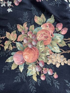 Kravet heavy tapestry upholstery fabric w/ fruit on black background 90 X 140 cm